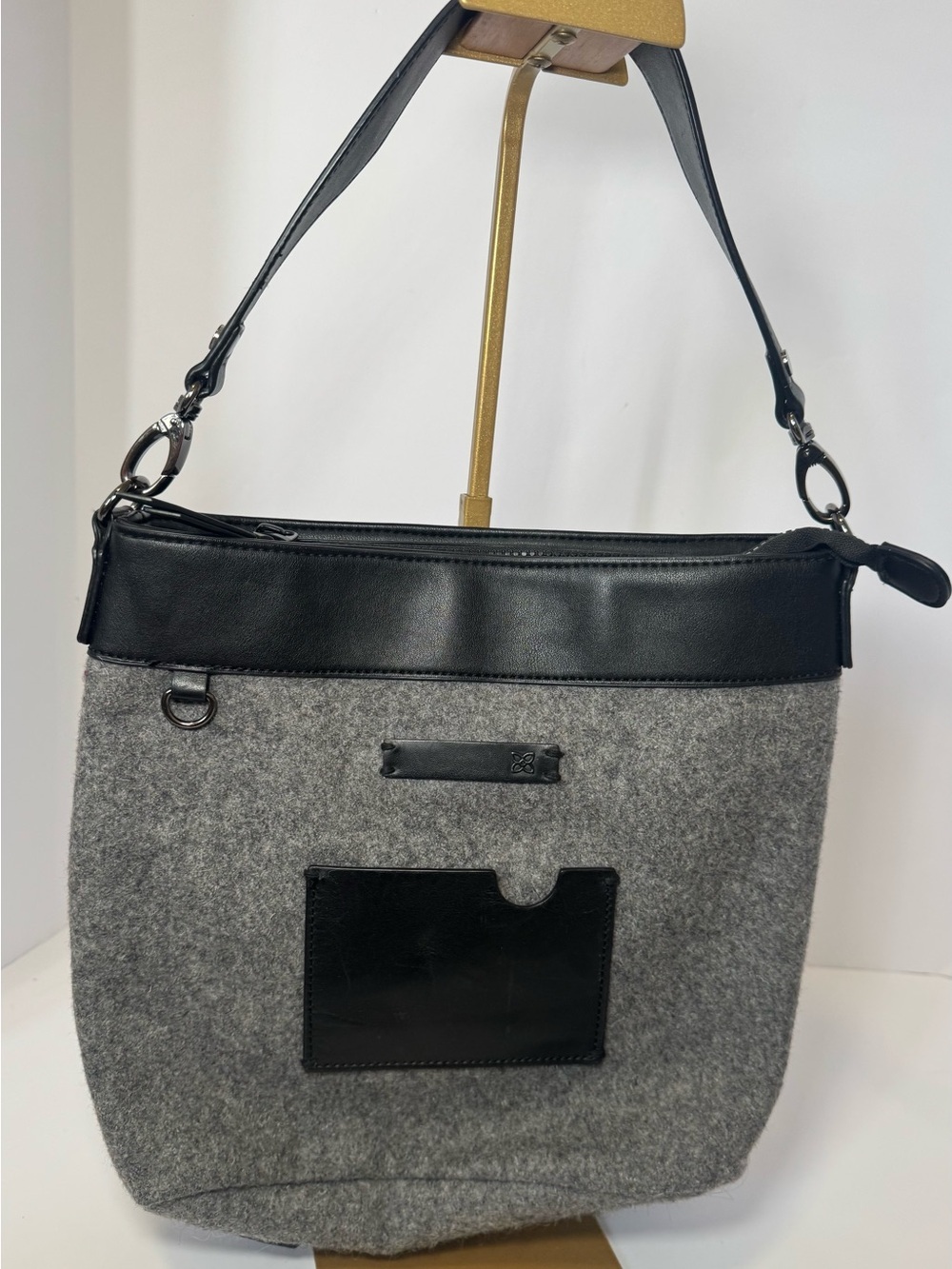 Sherpani Indie Ethos Convertible Gray Boiled Wool Crossbody Shoulder Bag